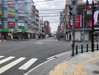 駅前通りと旧水戸街道が交わる交差点